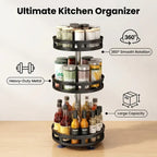 3-tier rotating spice rack organizer in black carbon steel