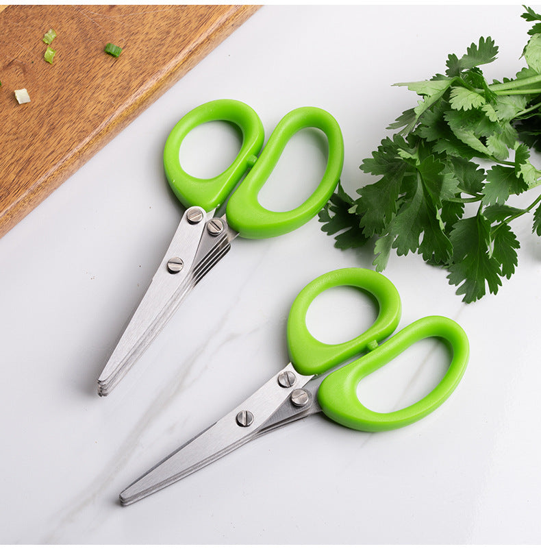 5-layer kitchen scissors shown open
