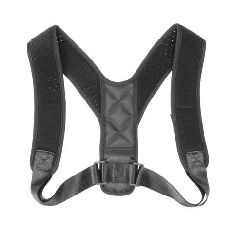 Adjustable posture corrector brace shown in black
