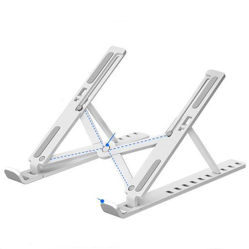 Aluminum laptop stand elevating a laptop on a desk