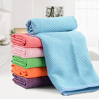Blue microfiber cleaning cloth folded