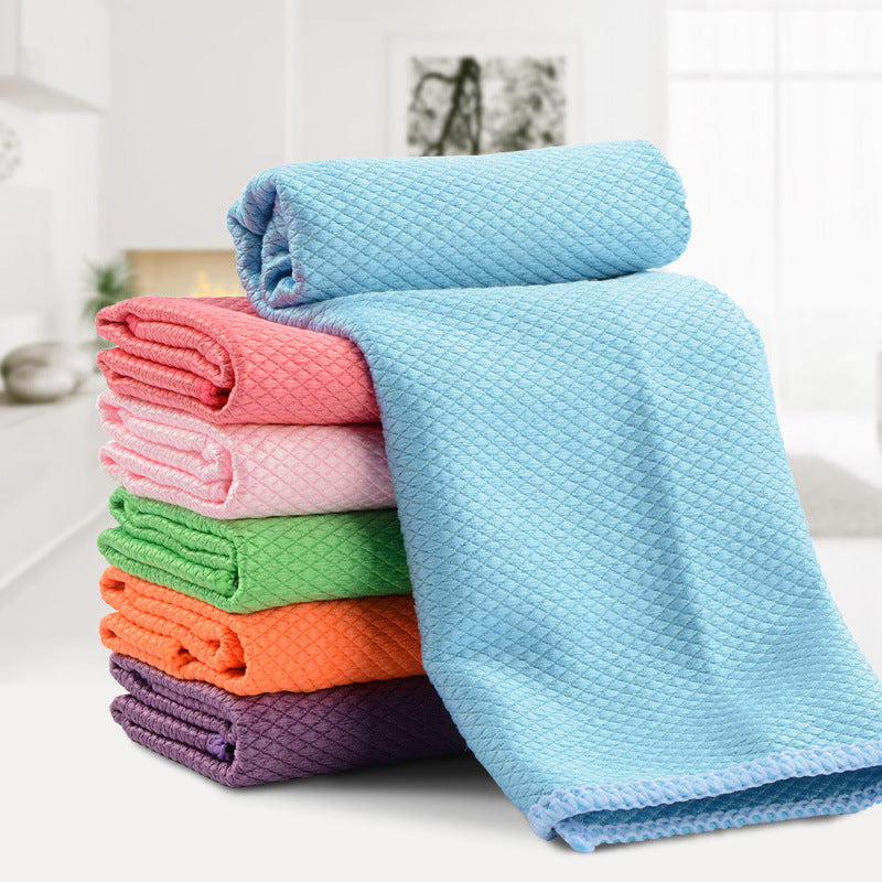Blue microfiber cleaning cloth folded