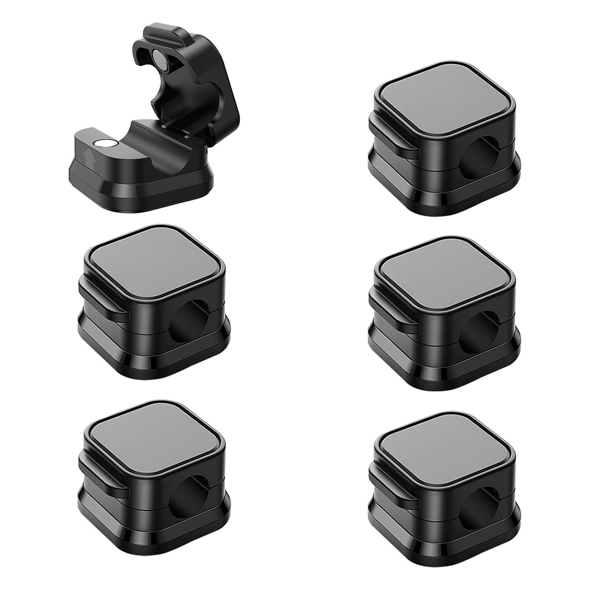Cable clips organizing cords on a wall