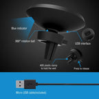 Car charger shown with USB cable and mounting ring