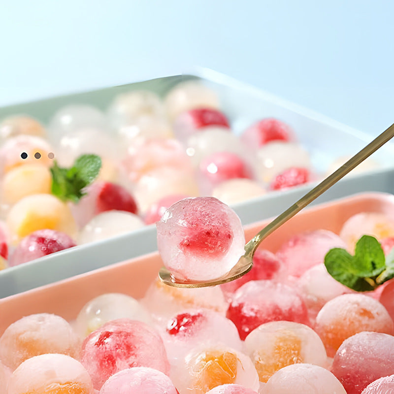 Close-up of 33-grid ice cube tray design