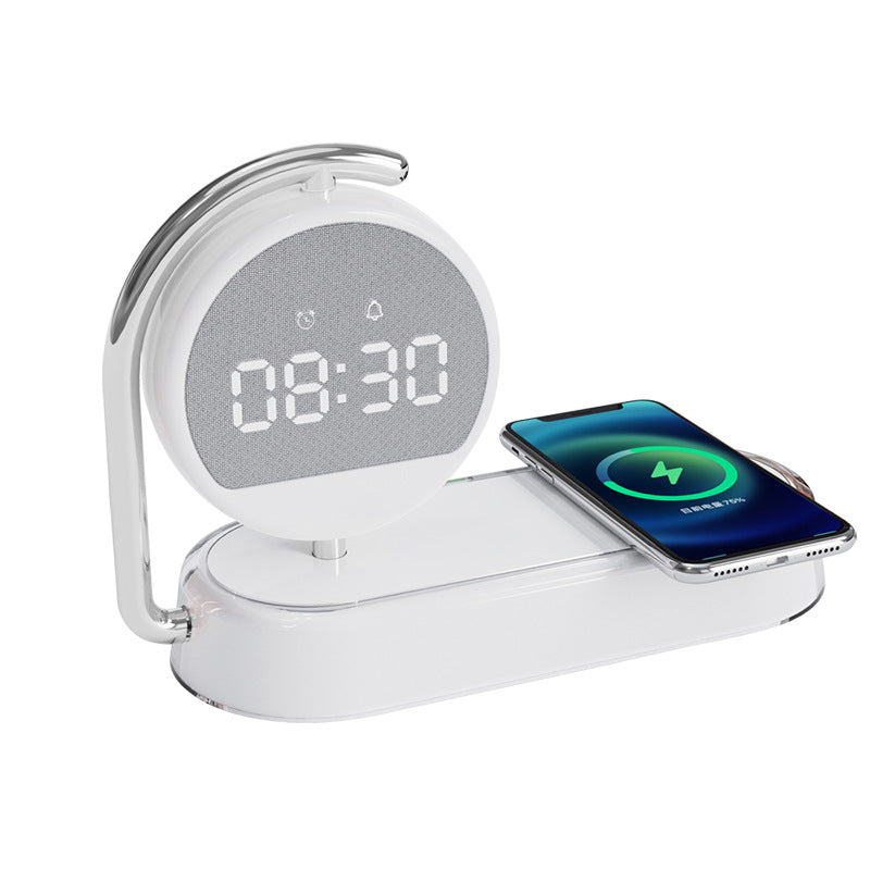 Close-up of desktop clock night light feature