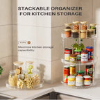 Close-up of double-layer turntable spice rack