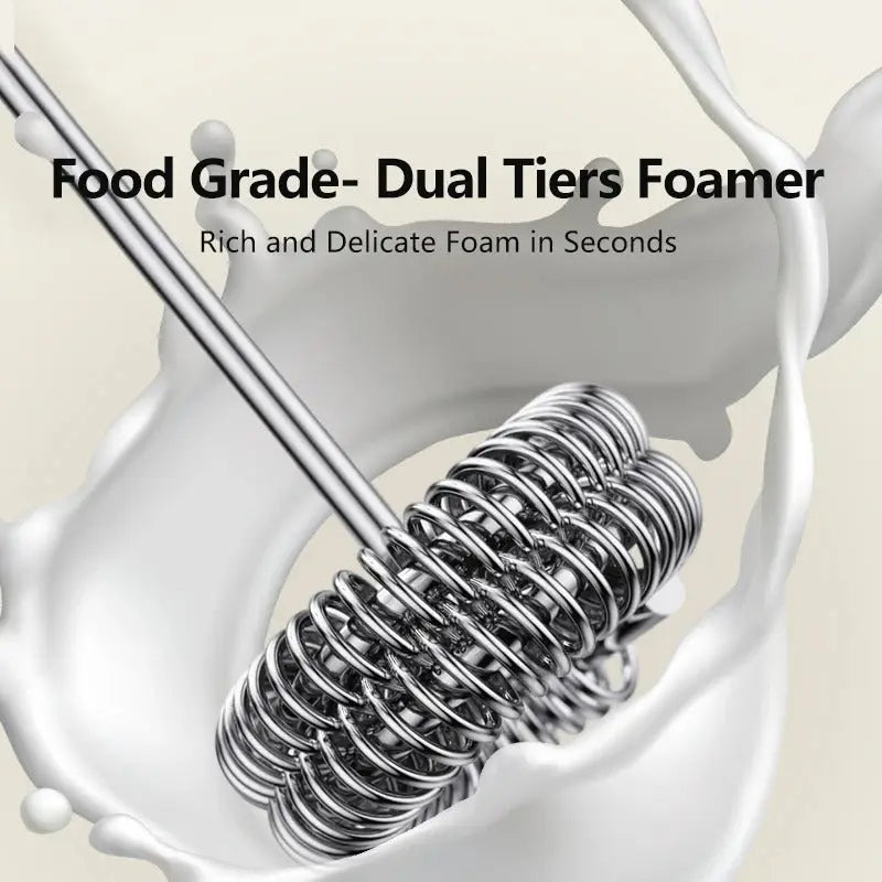 Close-up of electric frother's compact design