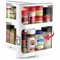 Close-up of rotating plastic spice rack base