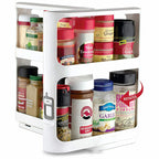 Close-up of rotating plastic spice rack base