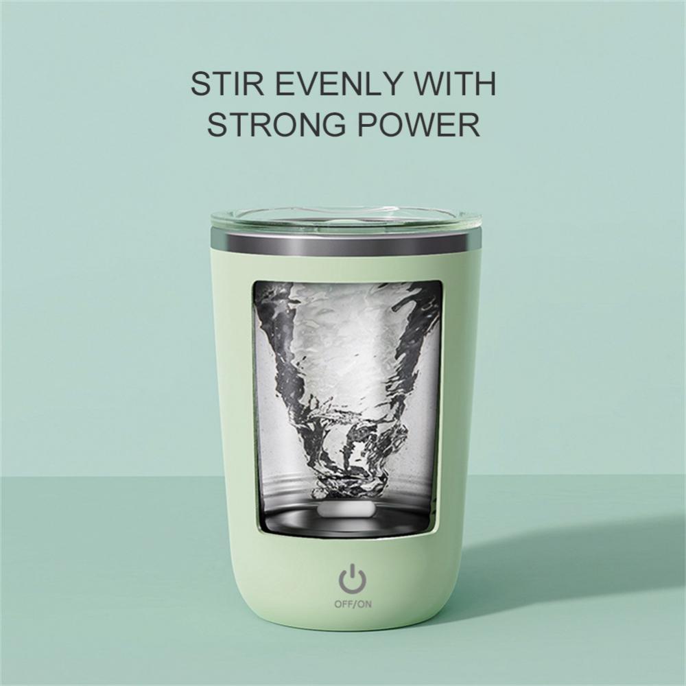 Close-up of stirring mug's magnetic base