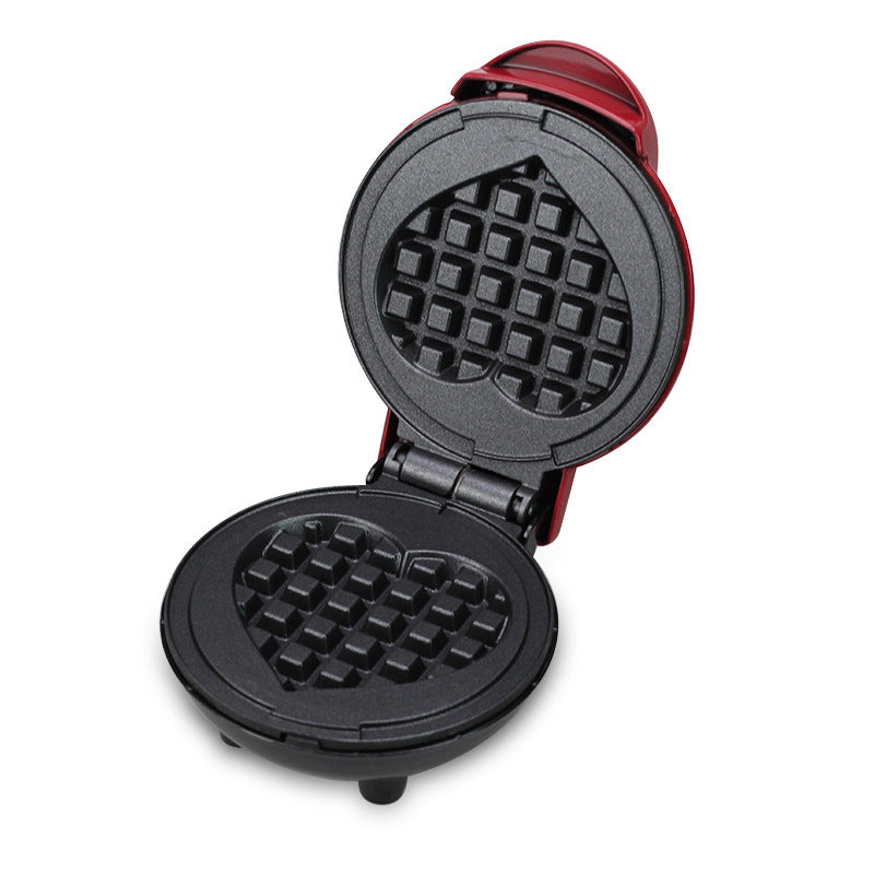 Compact electric waffle maker in red