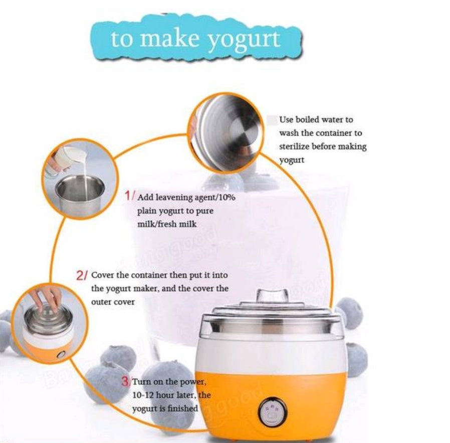 Compact electric yogurt maker on a kitchen counter