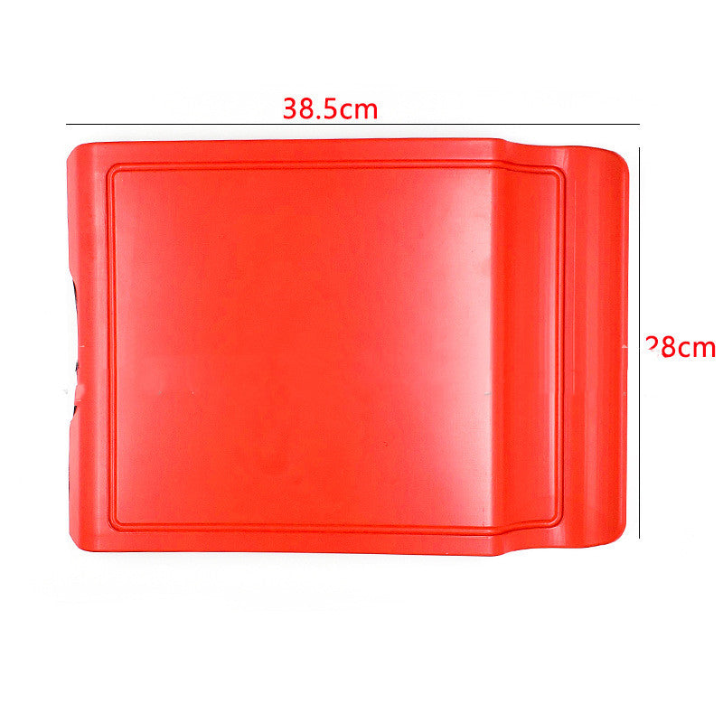 Foldable cutting board in black, red, and white color options