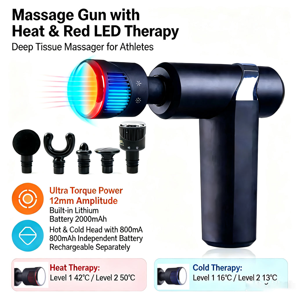 Heat and cold therapy massage gun in black