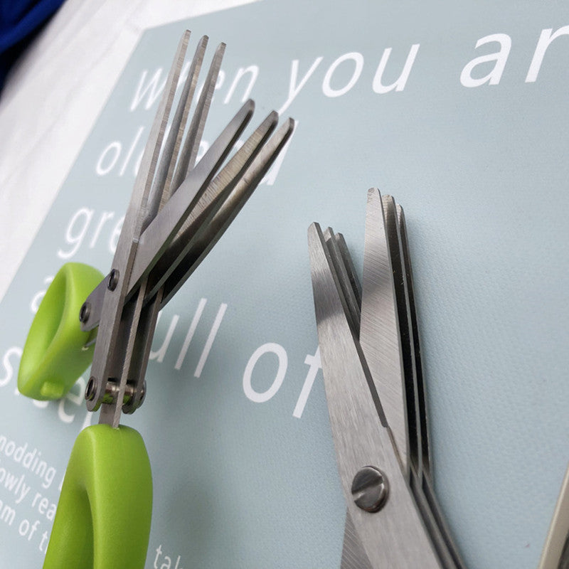 Herb scissors cutting green onion