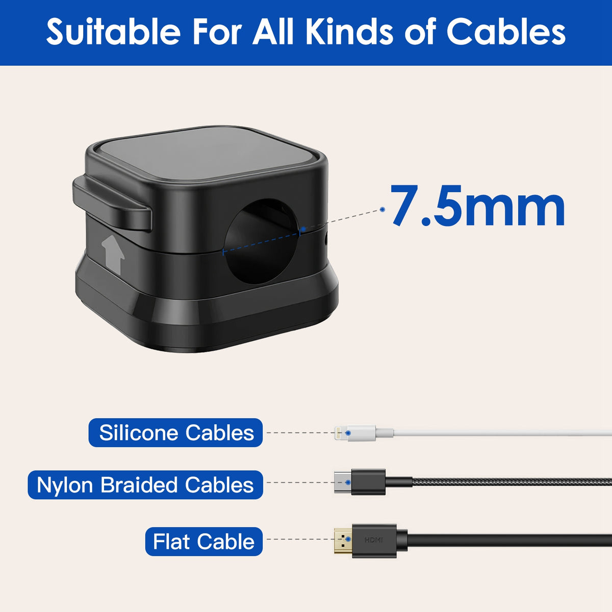 Magnetic Cable Clips | 6-Pack Cord Organizer