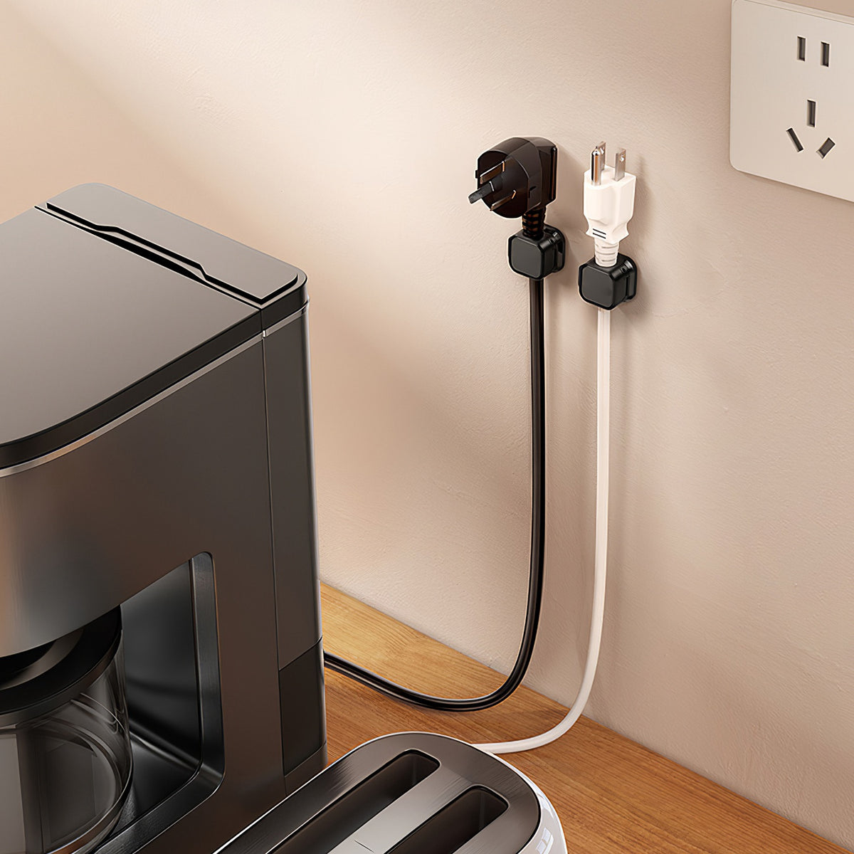 Magnetic cord organizer clips shown with cables attached