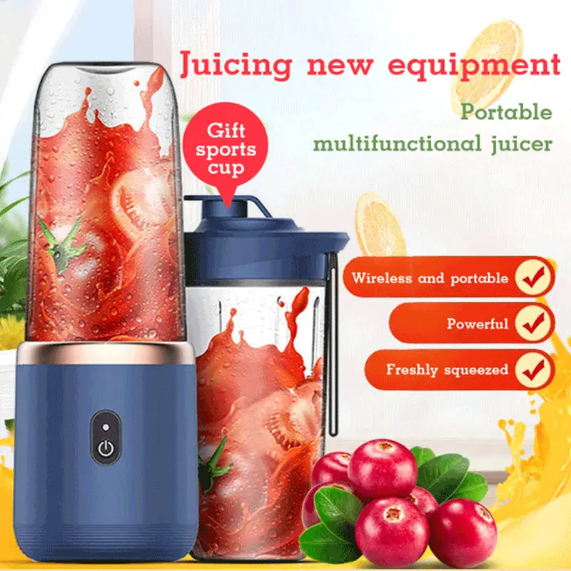 Mini portable blender in pink color with lid
