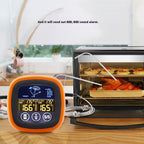 Orange digital food thermometer with probe