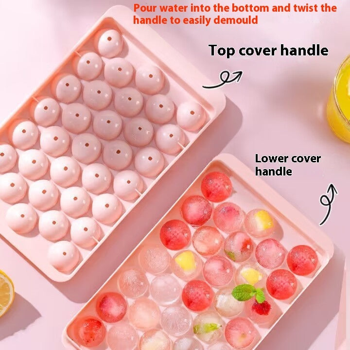 Pink silicone ice tray with fitted lid