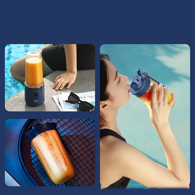 Portable blender making a smoothie