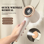 Portable fabric garment steamer in beige color