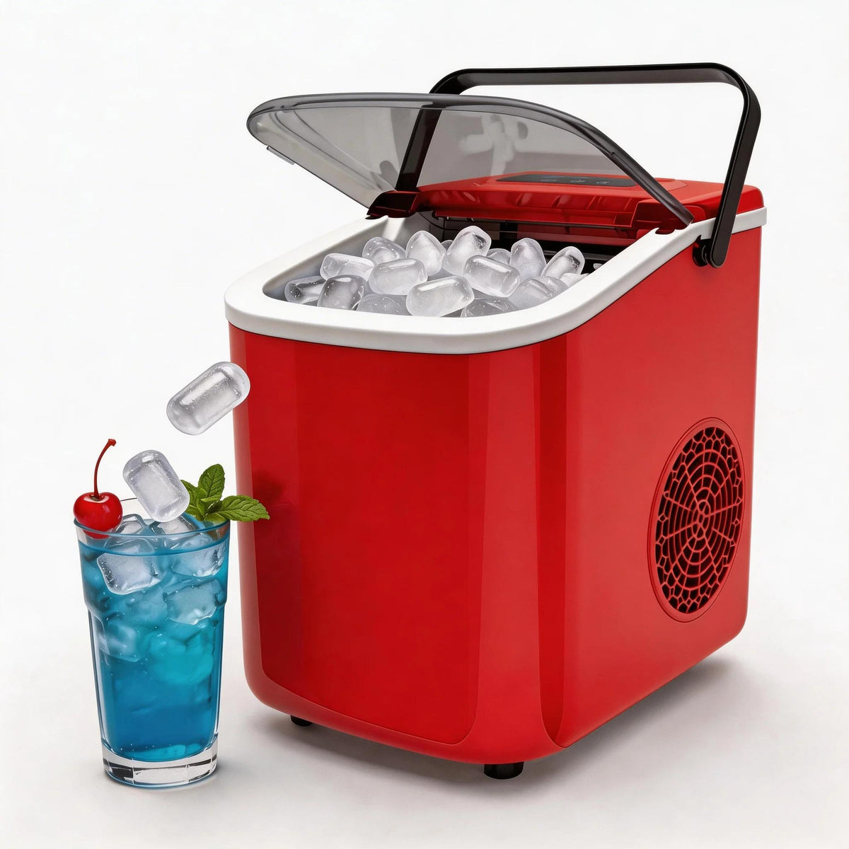 Portable ice maker shown in black color option