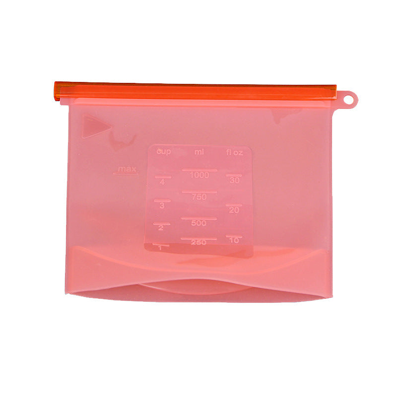 Reusable silicone bag filled with food for storage