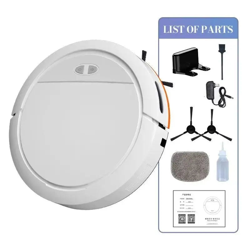 Robot vacuum and mop combo cleaning a hardwood floor
