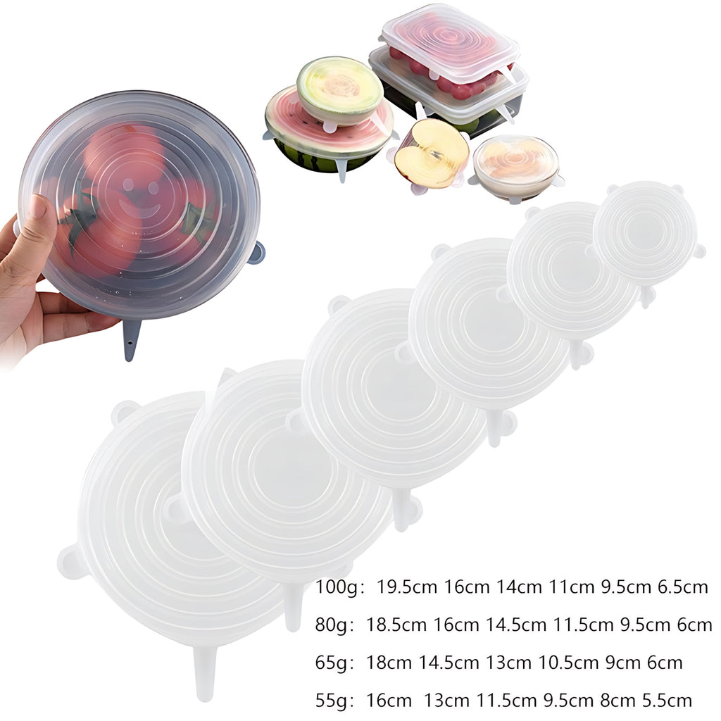 Round silicone stretch lids in blue