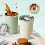 Self-stirring mug available in pink and green colors