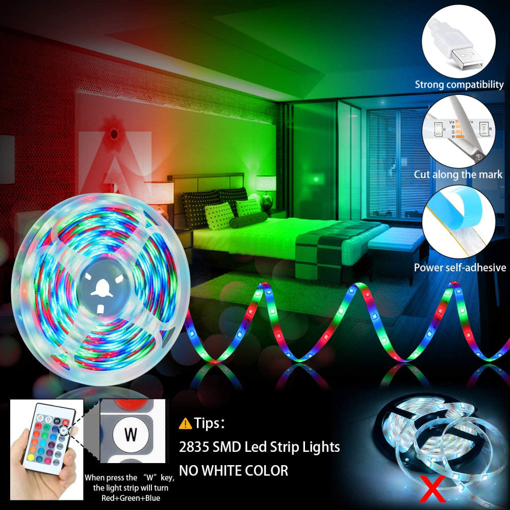 Smart RGB LED strip lights installed around a TV