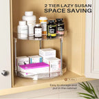 Two-tier spice organizer set in transparent plastic