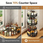 Vertical 3-layer spice organizer on a kitchen countertop