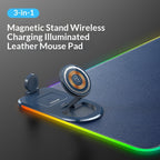 Wireless charging desk mat with included data cable